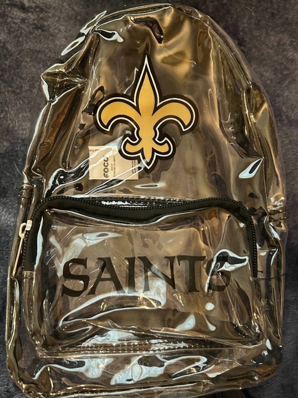 FOCO New Orleans Saints Clear Mini Backpack Stadium Approved Transparent Gold - Picture 2 of 5
